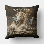 Coussin Licorne de la Forêt Blanche Papillon Bleu Prairie (Verso)