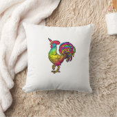 Coussin Licorne de poulet arc-en-ciel Coq Image drôle d'an (Couverture)
