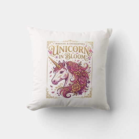 Coussin Licorne en fleurs Stylish Design Zazzle_1 (Recto)