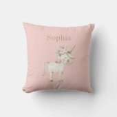 Coussin Licorne Fleurie Rose Pâle (Recto)