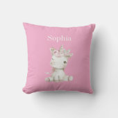 Coussin Licorne Florale Rose Blanche Mignonne (Recto)