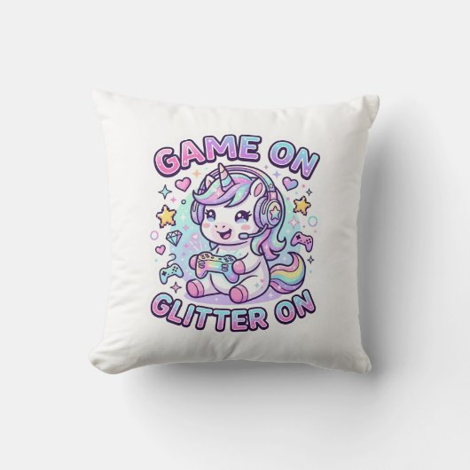 Coussin Licorne Jeu Sur Paillettes Sur Graphisme Marchandi (Recto)