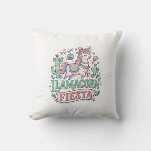 Coussin Licorne Llamacorn Fiesta Premium Vector POD Artwor