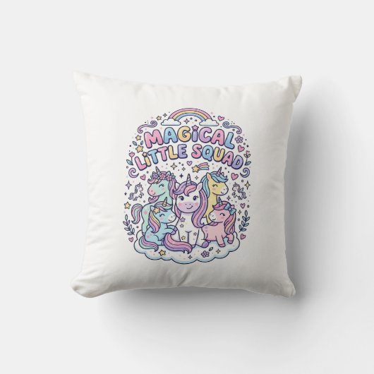 Coussin Licorne Magique Petite Équipe Conception Graphique (Recto)
