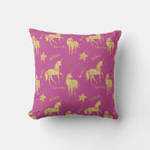 Coussin Licorne Magique Rose Doré Féminin (Recto)