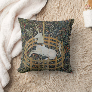 Coussin Licorne médiévale vintage dans l'art de la captivi
