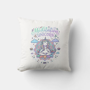 Coussin Licorne Méditation Licorne Fond Blanc Vecteur