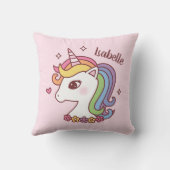 Coussin Licorne Mignonne avec Crinière Arc-en-Ciel Doodle (Verso)