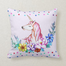 Licorne mignonne d'aquarelle avec floral