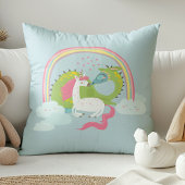 Coussin Licorne Mignonne Embrassant Un Dragon Sous Un Arc-