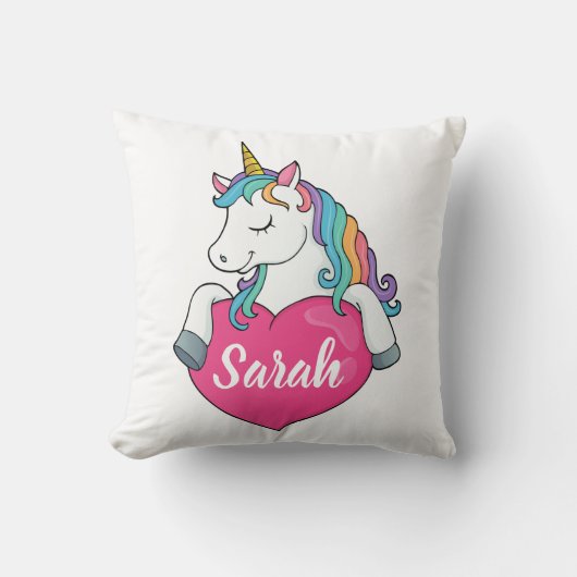 Coussin Licorne Mignonne Nom Personnalisé (Recto)