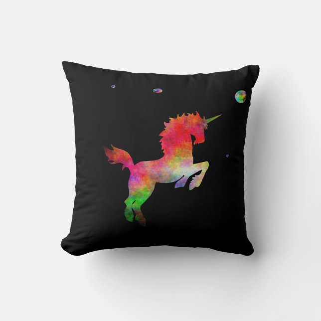 Coussin Licorne Multi-hued d'espace lointain (Recto)