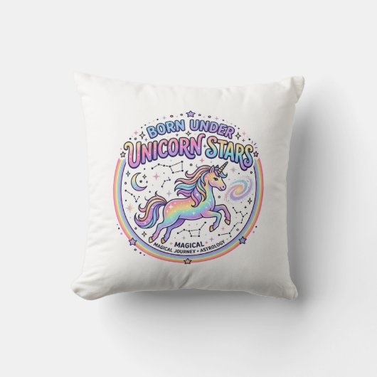 Coussin Licorne née sous les étoiles de licorne Impression (Recto)