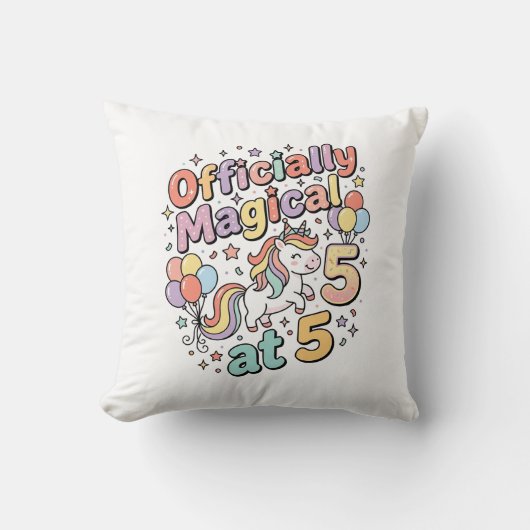 Coussin Licorne officiellement magique à 5 conceptions bla (Recto)