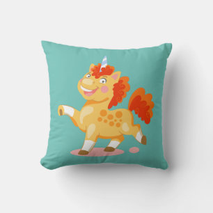 Coussin Licorne orange drôle