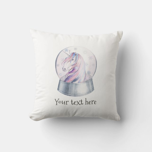Coussin Licorne Pailletée Aquarelle (Recto)
