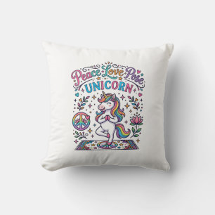 Coussin Licorne Paix Amour Pose Licorne Fond Blanc S