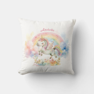 Coussin Licorne pastel et arc-en-ciel jolis