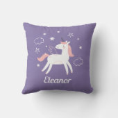 Coussin Licorne Personnalisée Fille Mignonne (Verso)