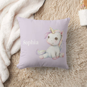 Coussin Licorne Personnalisée Violet Lavande