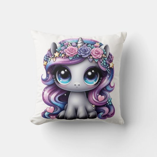 Coussin licorne poney pailleté Y2K (Recto)
