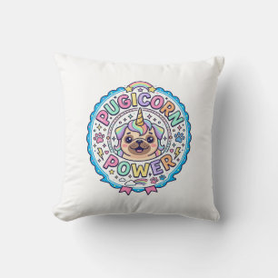 Coussin Licorne Pugicorn Puissance Drôle Cadeau Mignon Con