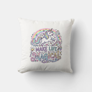 Coussin Licorne Rendre La Vie Magique Typographie Vectorie