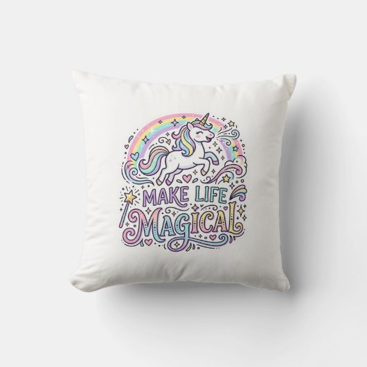 Coussin Licorne Rendre La Vie Magique Typographie Vectorie (Recto)