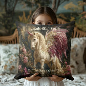 Coussin Licorne rose à ailes de bois