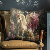 Coussin Licorne rose à ailes de la forêt