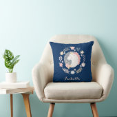 Coussin Licorne Rose Bleu Mignon Nom Personnalisé (Chaise)
