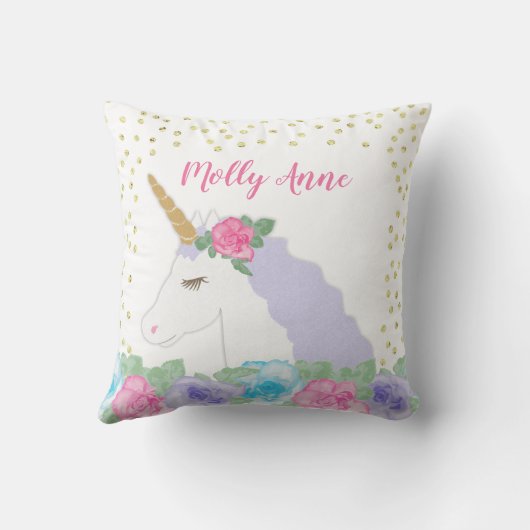 Coussin Licorne Rose et Or (Verso)