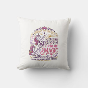 Coussin Licorne s'étirant dans mon magnifique fond blanc s