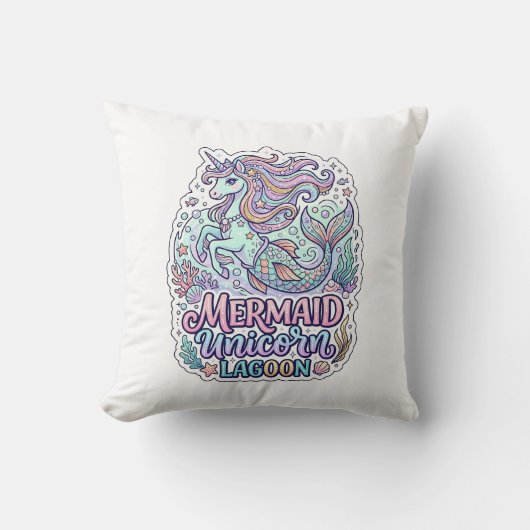 Coussin Licorne Sirène Licorne Lagune Conception Graphique (Recto)