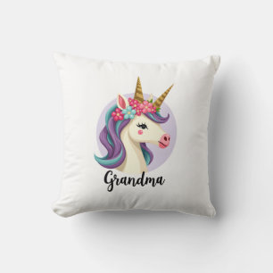 Coussin Licorne Vintage Grand-mère Or Paillettes Floral Vi