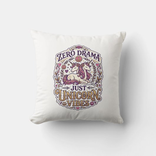 Coussin Licorne Zéro Drame Juste Licorne Vibes Élégant Bla (Recto)