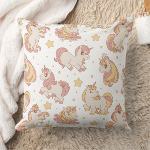 Coussin Licornes célestes & motif d'étoiles