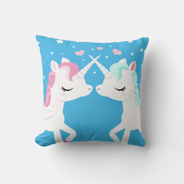 Coussin Licornes dans l'amour (Recto)