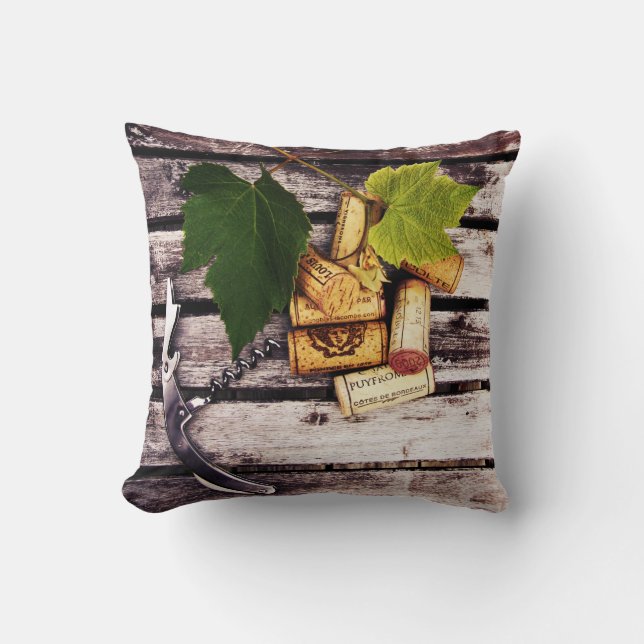 Coussin Lièges et tire-bouchon rustiques de bouteille de (Recto)