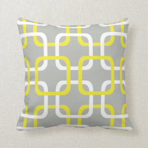 Coussin Liens géométriques jaunes et blancs sur le couss