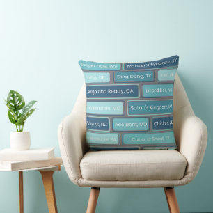 Coussin Lieux bizarres Motif géométrique bleu