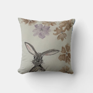 Coussin Lièvre avec fleurs