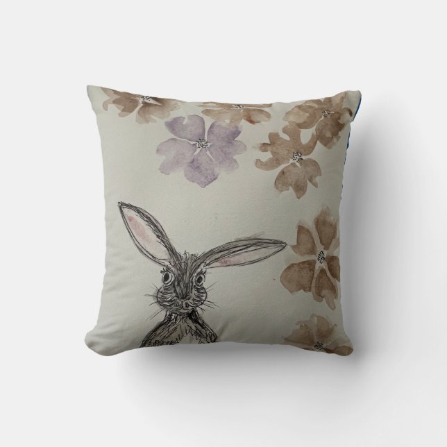 Coussin Lièvre avec fleurs (Recto)