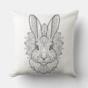 Coussin Lièvre Cristal Géométrique Art Linéaire