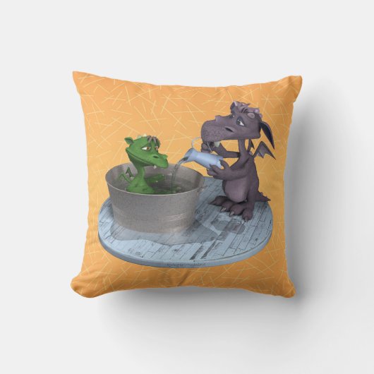 Coussin Life as a little dragon: bath time (Recto)