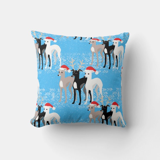 Coussin L'Iggy de Noël Greyhounds italien dans la neige (Recto)
