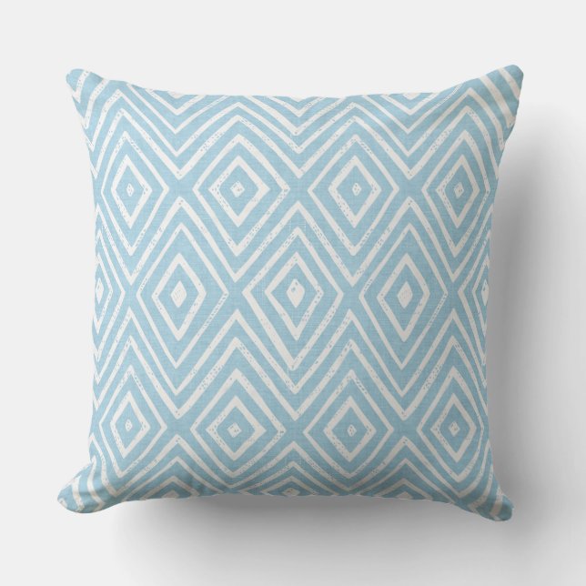 Coussin Light Aqua Blue Diamond Chevron géométrique (Recto)