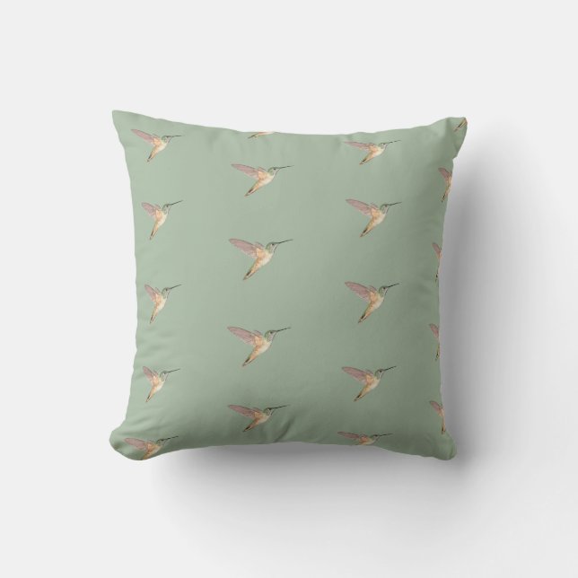 Coussin Light Sage Allen's  Hummingbird (Recto)