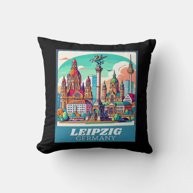 Coussin Ligne aérienne Retro Leipzig (Recto)