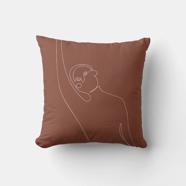 Coussin Ligne Art Femme Corps, Tonalité Terre (Recto)